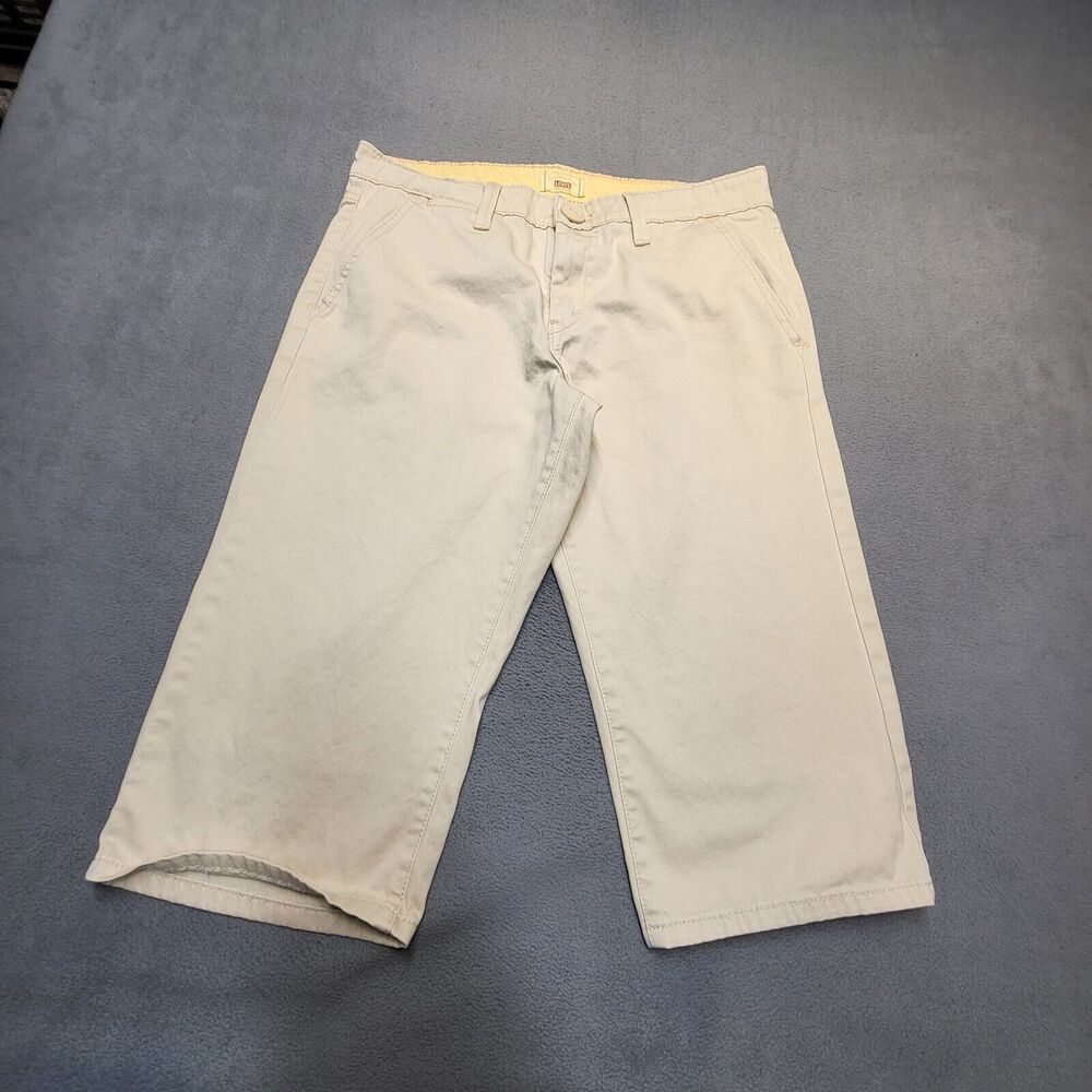 Levis Tab Twill Shorts Womens 8 Tan Bermuda Straight Casual Chino